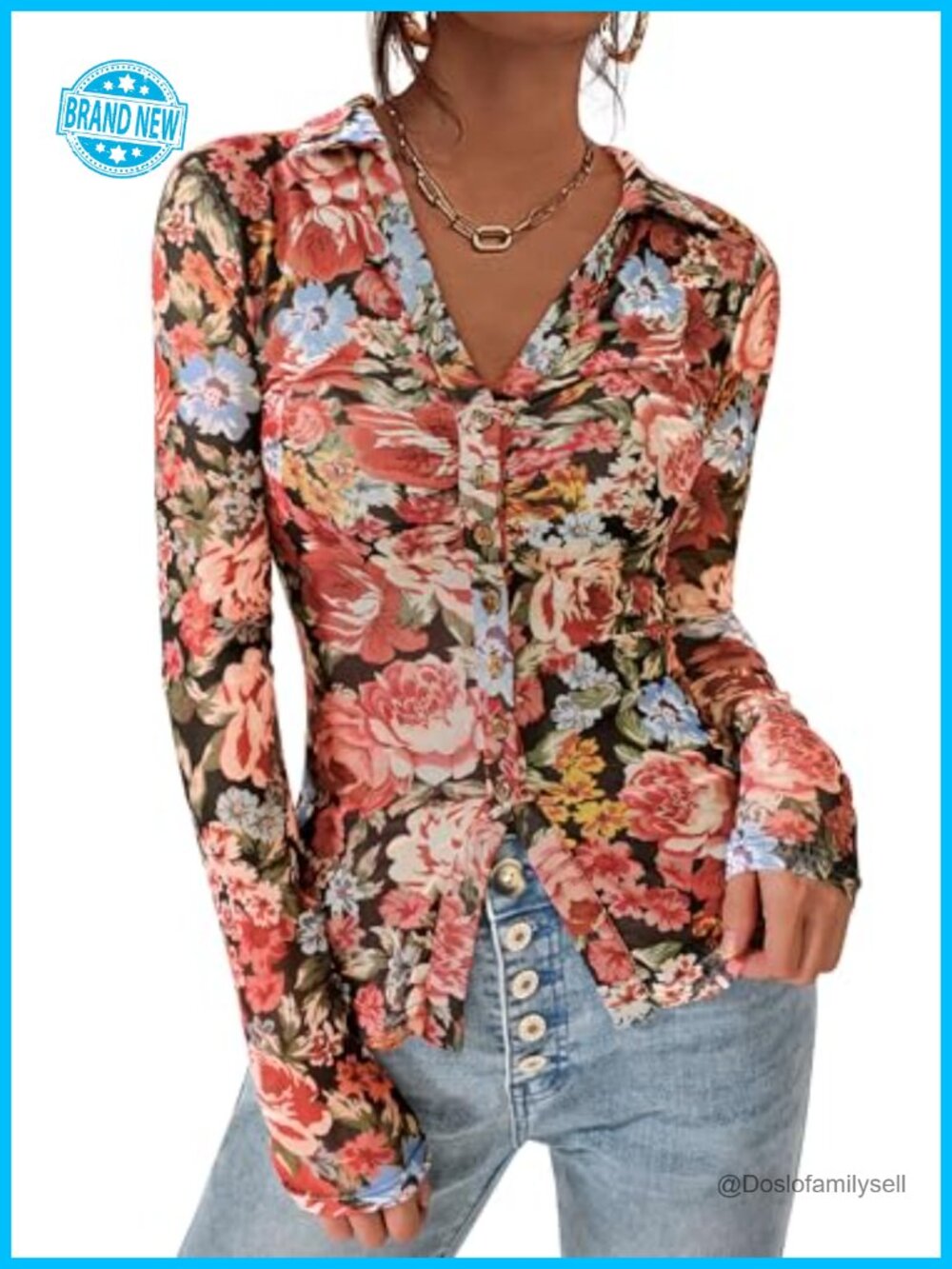 PRETTYGARDEN Women's Button Down Shirts Boho Mesh Floral Going Out Tops